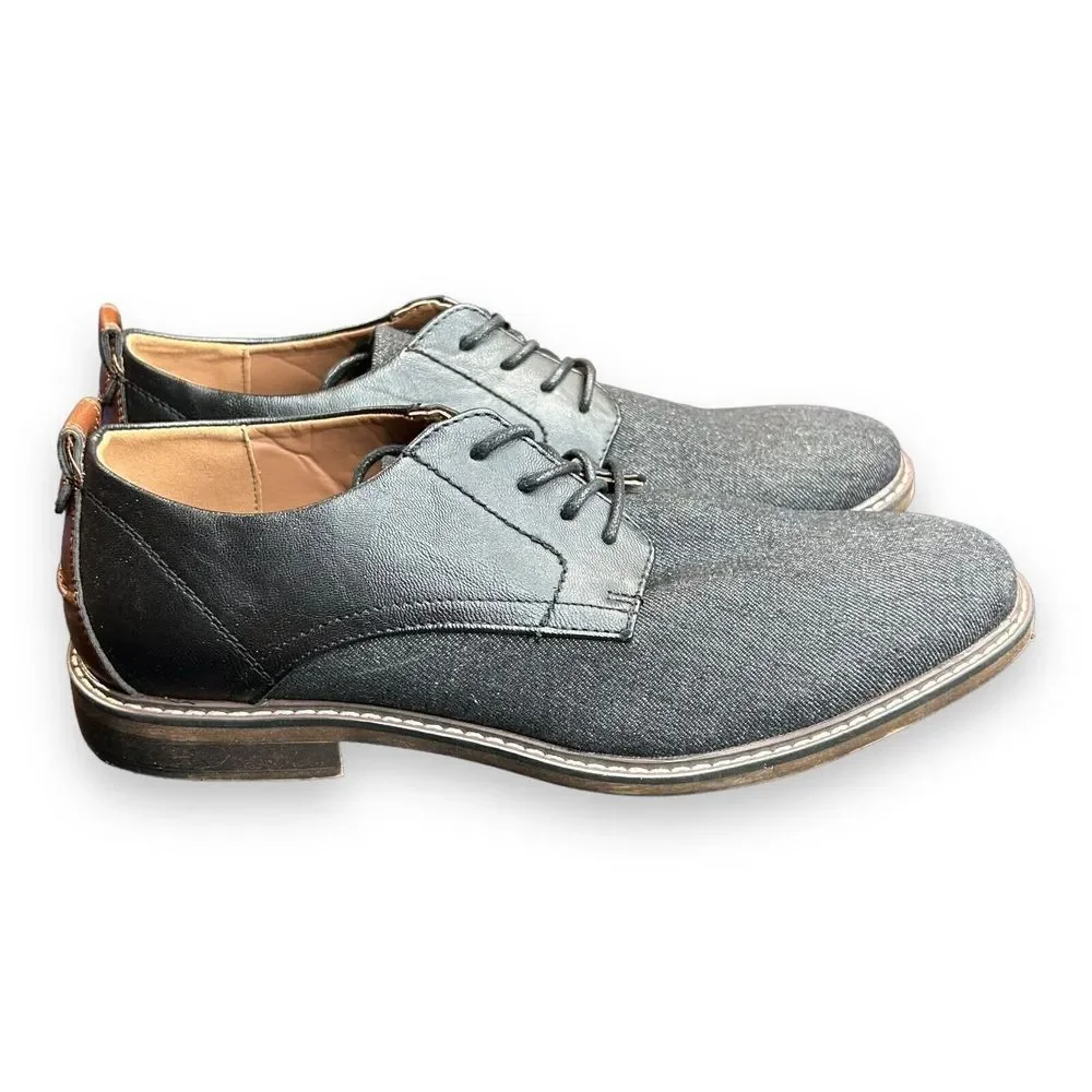 Madden Mens M-Dynamo Oxford Shoes‎ Black Denim Lace Up Round Toe Size 9